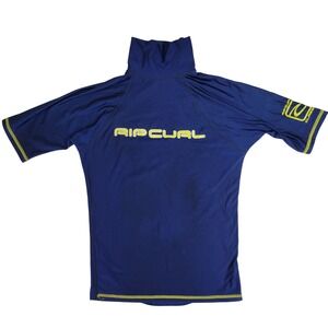 Rip Curl Men's Rash Guard Shirt Medium Navy Blue Short Sleeve Surf Top